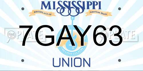 7GAY63 Mississippi License Plate