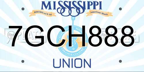 7GCH888 Mississippi License Plate