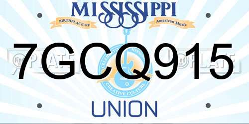 7GCQ915 Mississippi License Plate