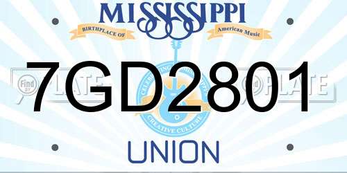 7GD2801 Mississippi License Plate