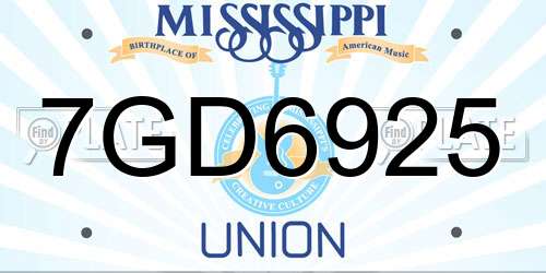 7GD6925 Mississippi License Plate