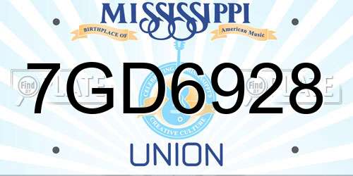 7GD6928 Mississippi License Plate