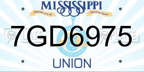 7GD6975 Mississippi License Plate