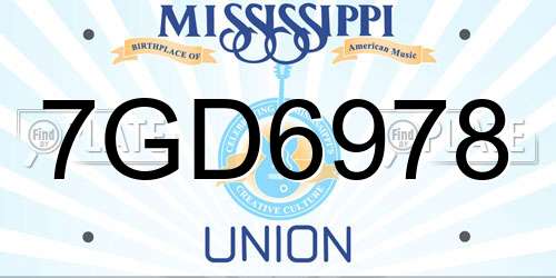 7GD6978 Mississippi License Plate