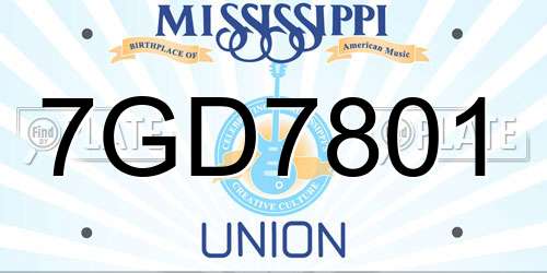 7GD7801 Mississippi License Plate