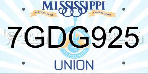7GDG925 Mississippi License Plate
