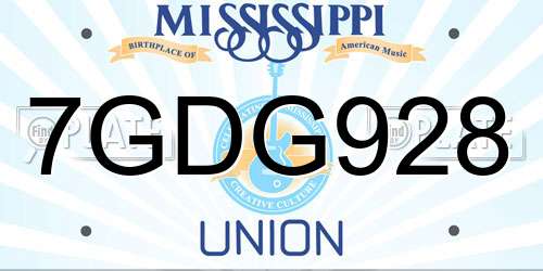 7GDG928 Mississippi License Plate