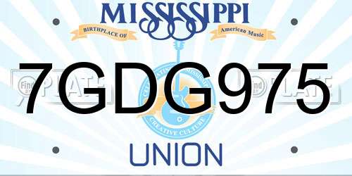 7GDG975 Mississippi License Plate
