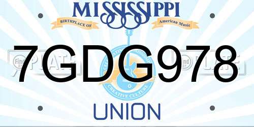 7GDG978 Mississippi License Plate