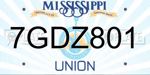 7GDZ801 Mississippi License Plate