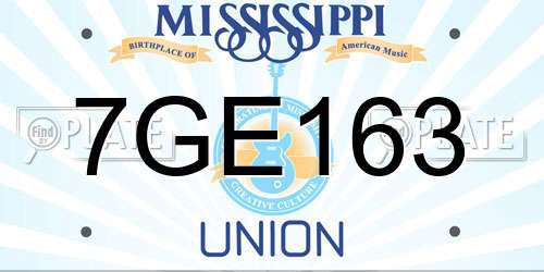 7GE163 Mississippi License Plate