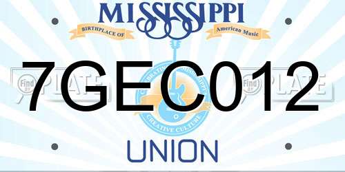 7GEC012 Mississippi License Plate