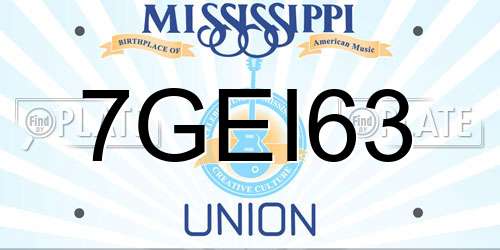 7GEI63 Mississippi License Plate