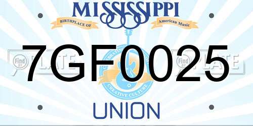 7GF0025 Mississippi License Plate
