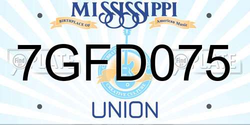 7GFD075 Mississippi License Plate