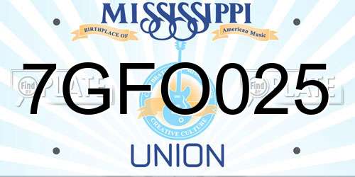 7GFO025 Mississippi License Plate