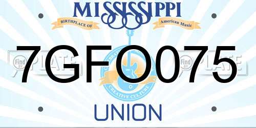 7GFO075 Mississippi License Plate