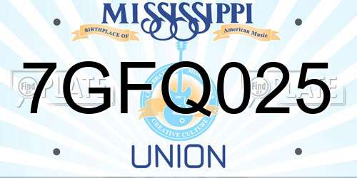 7GFQ025 Mississippi License Plate
