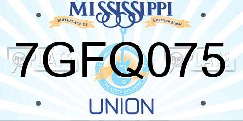 7GFQ075 Mississippi License Plate