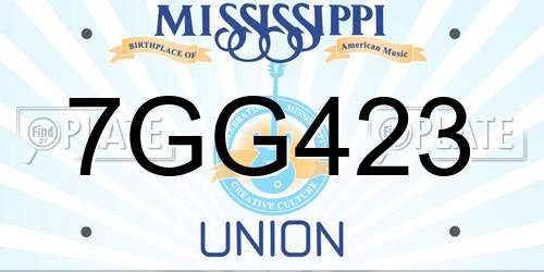 7GG423 Mississippi License Plate