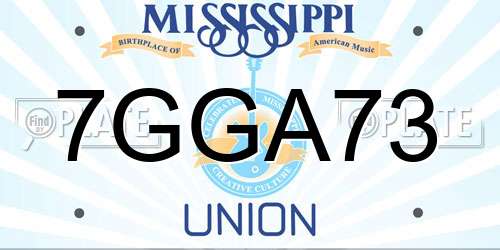 7GGA73 Mississippi License Plate