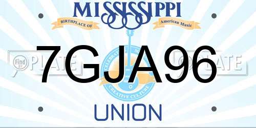 7GJA96 Mississippi License Plate
