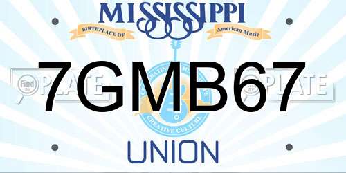 7GMB67 Mississippi License Plate