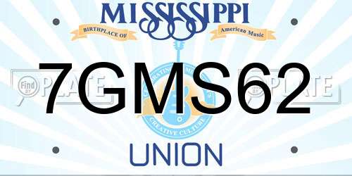 7GMS62 Mississippi License Plate