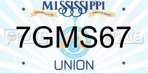 7GMS67 Mississippi License Plate