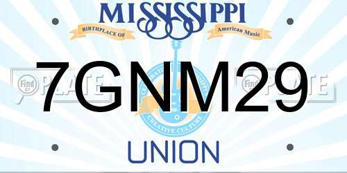7GNM29 Mississippi License Plate