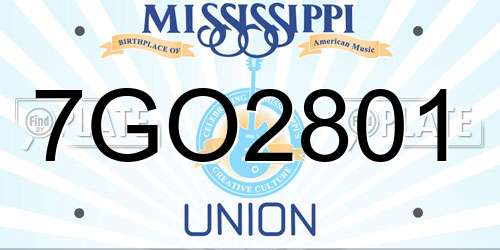 7GO2801 Mississippi License Plate
