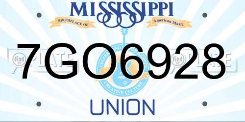 7GO6928 Mississippi License Plate