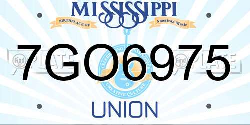 7GO6975 Mississippi License Plate