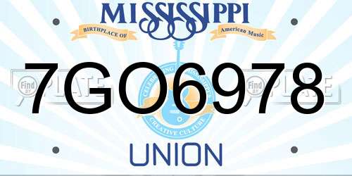 7GO6978 Mississippi License Plate