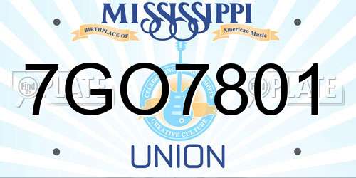 7GO7801 Mississippi License Plate