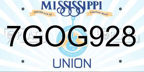 7GOG928 Mississippi License Plate
