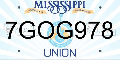 7GOG978 Mississippi License Plate