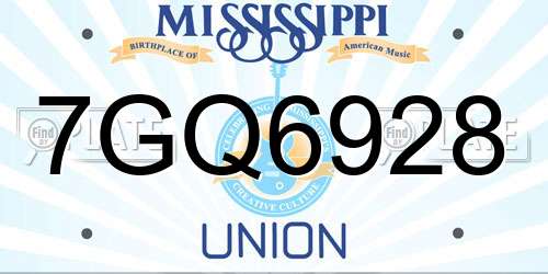 7GQ6928 Mississippi License Plate