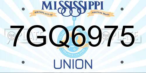 7GQ6975 Mississippi License Plate