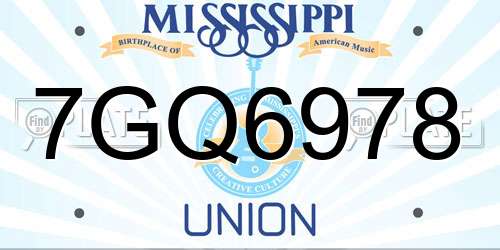7GQ6978 Mississippi License Plate