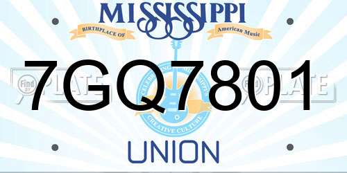 7GQ7801 Mississippi License Plate