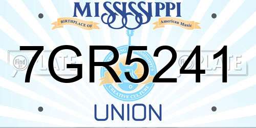 7GR5241 Mississippi License Plate