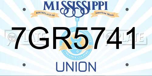 7GR5741 Mississippi License Plate