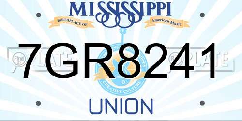7GR8241 Mississippi License Plate