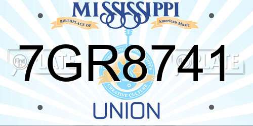 7GR8741 Mississippi License Plate