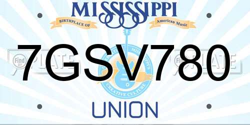 7GSV780 Mississippi License Plate