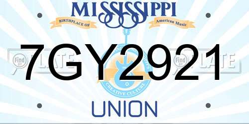 7GY2921 Mississippi License Plate