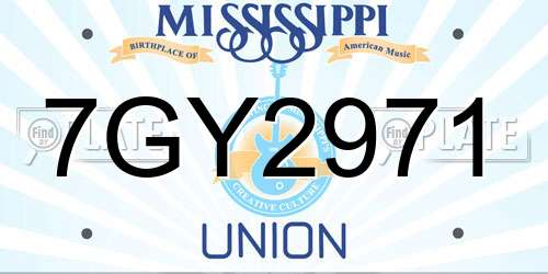7GY2971 Mississippi License Plate
