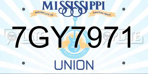 7GY7971 Mississippi License Plate
