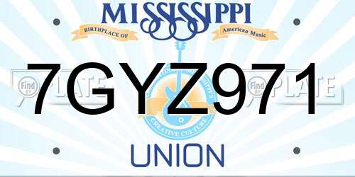 7GYZ971 Mississippi License Plate